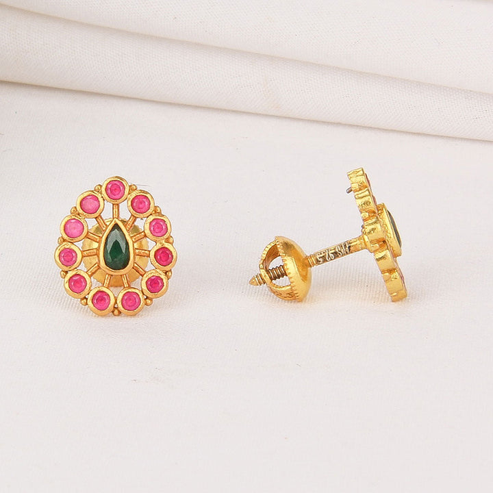 92.5 Silver, 24kt Gold Plated, Sherina Stone Studs | SHOBITAM