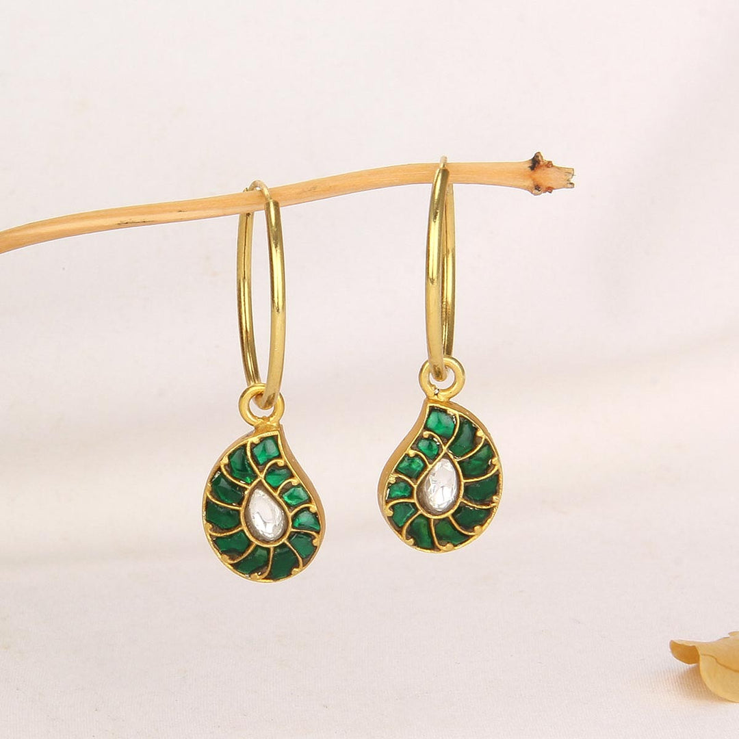 Pure 92.5 Silver, 24kt Gold Plated Mango Hook Earrings | SHOBITAM