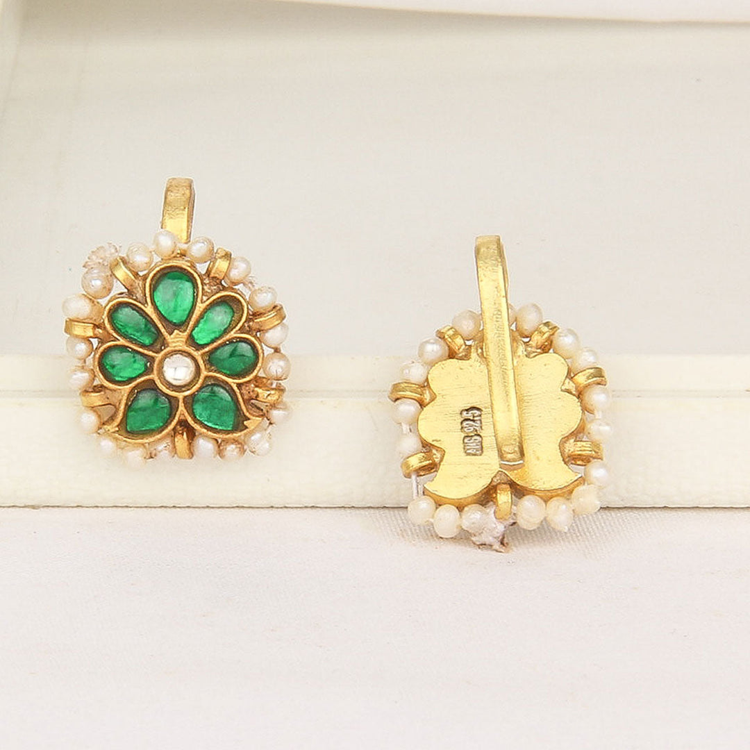 Pure 92.5 Silver, Gold Plated Sakshi Bugadi Earrings | SHOBITAM