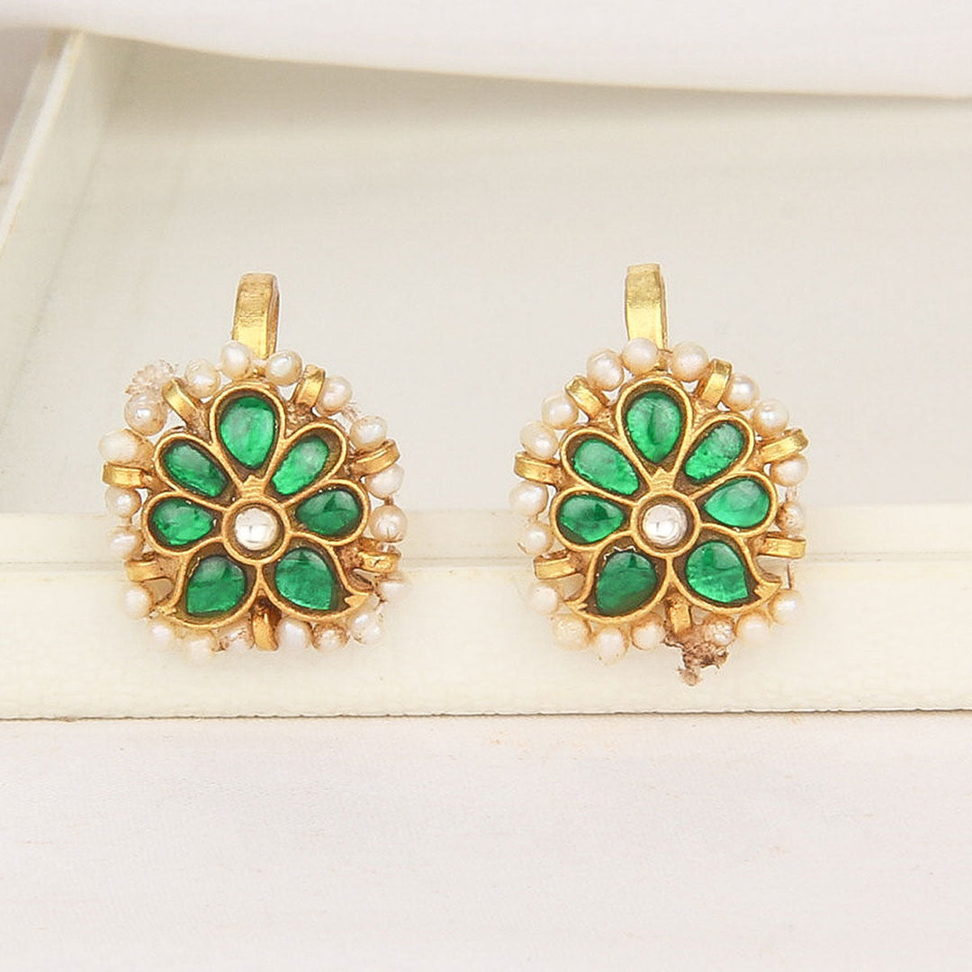 Pure 92.5 Silver, Gold Plated Sakshi Bugadi Earrings | SHOBITAM