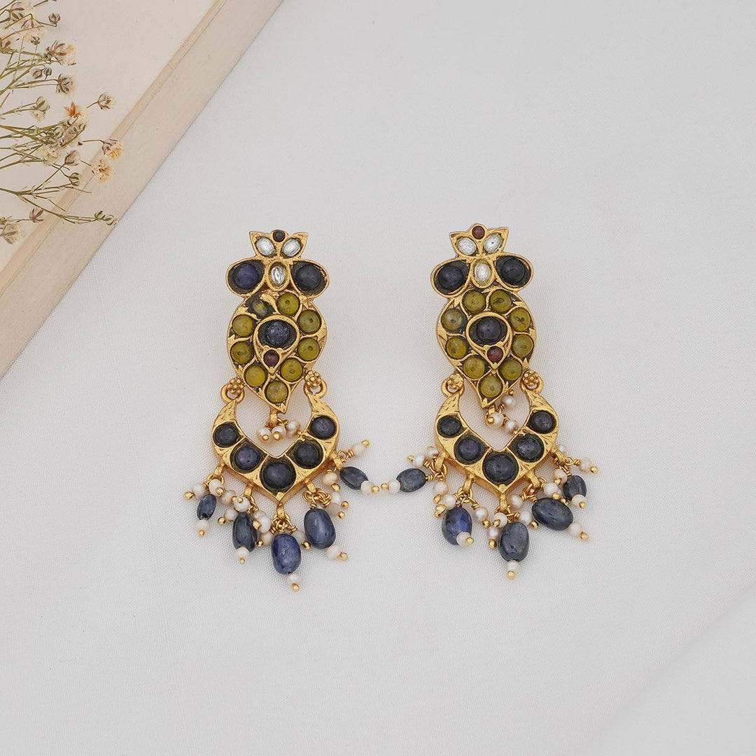 92.5 Silver and 24kt gold-plated, Aashraya Boho Long Earrings | SHOBITAM