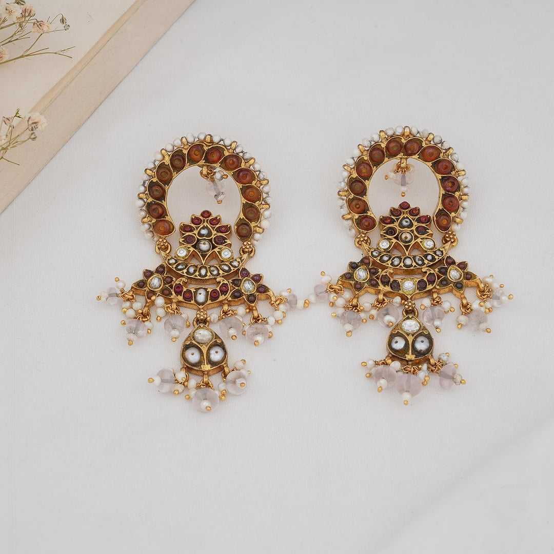 92.5 Silver and 24kt gold-plated, Celestia Boho Long Earrings | SHOBITAM