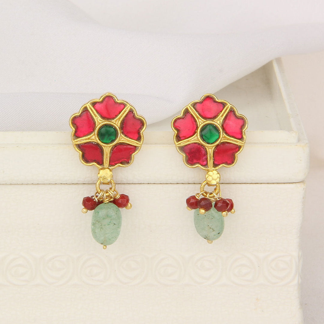92.5 Silver Gold Plated Sindhya Kundan Drops | SHOBITAM