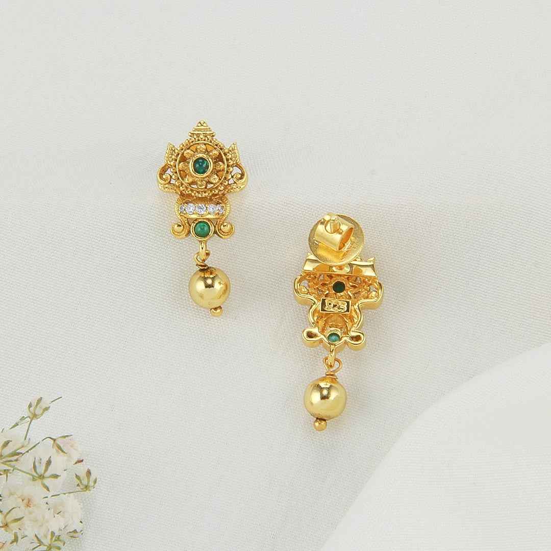 92.5 Silver Gold-Plated Yazani Stone Drops | SHOBITAM