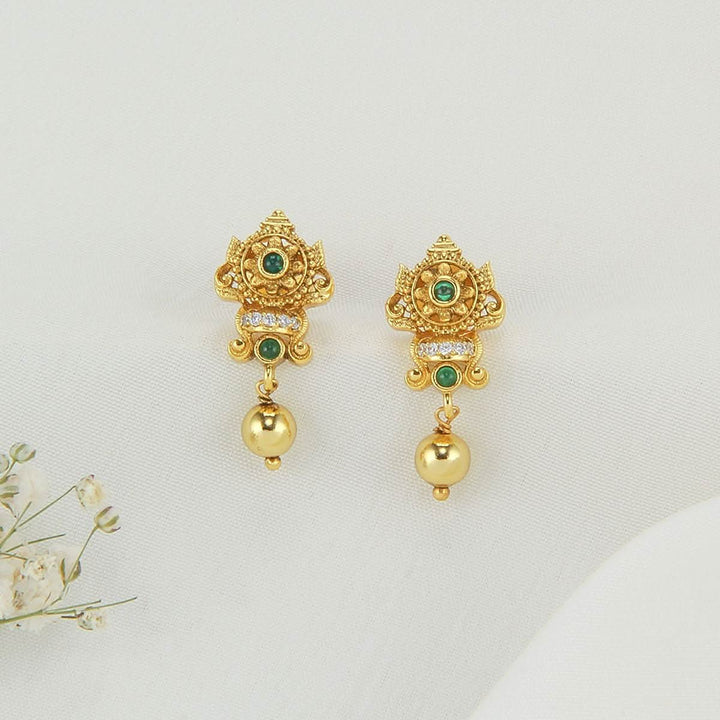 92.5 Silver Gold-Plated Yazani Stone Drops | SHOBITAM