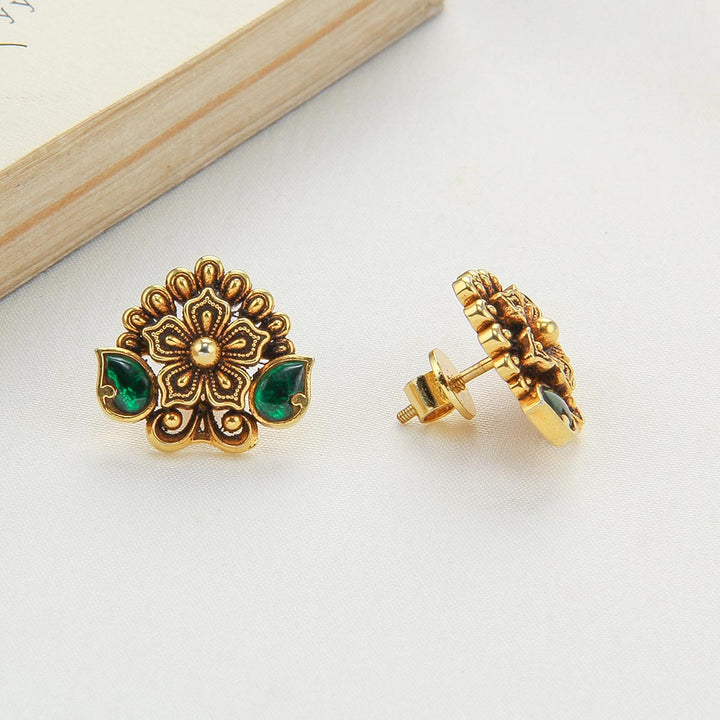 92.5 Silver Gold-Plated Sherin Nagas Studs | SHOBITAM