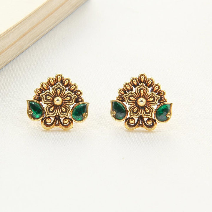 92.5 Silver Gold-Plated Sherin Nagas Studs | SHOBITAM