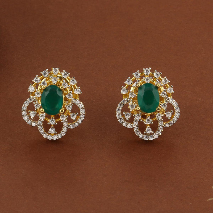 92.5 Silver, Gold Plated, Trendy Glow Diamond Design Studs | SHOBITAM