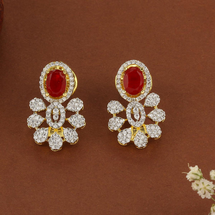 92.5 Silver, Gold Plated, Gleaming Diamond Design Studs | SHOBITAM