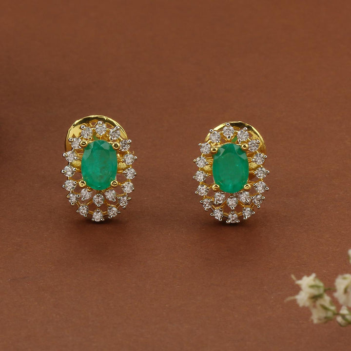 92.5 Silver, Gold Plated, Zylina Diamond Design Studs | SHOBITAM