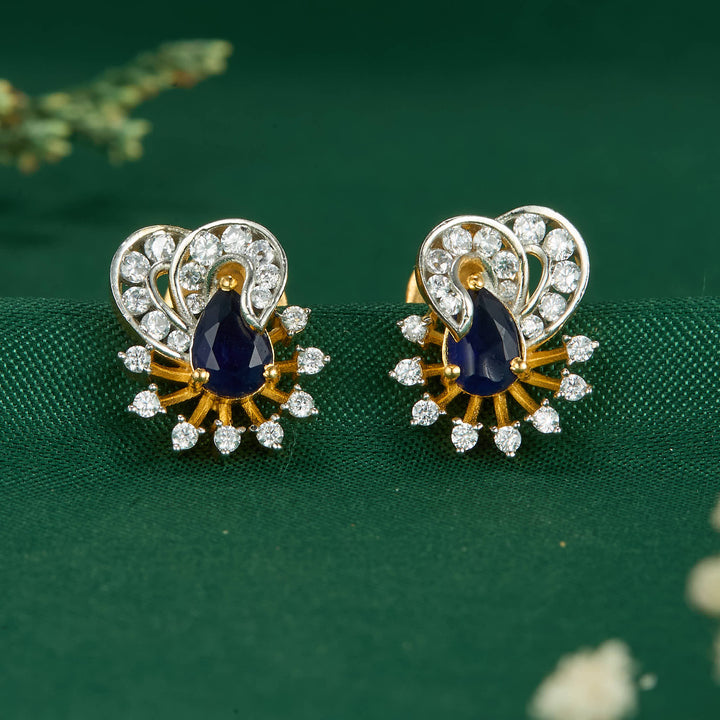 Pure 92.5 Silver Thara Diamond Design Studs | SHOBITAM