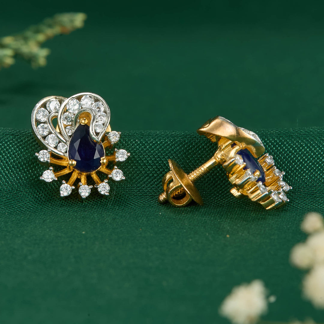 Pure 92.5 Silver Thara Diamond Design Studs | SHOBITAM