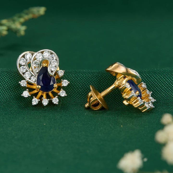 Pure 92.5 Silver Thara Diamond Design Studs | SHOBITAM