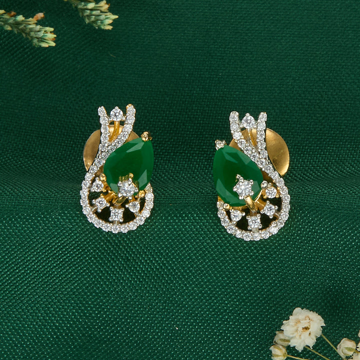 Pure 92.5 Silver Nidhra Diamond Design Studs | SHOBITAM