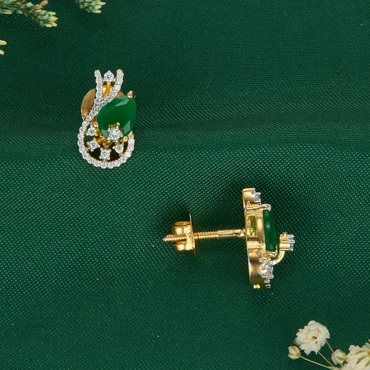 Pure 92.5 Silver Nidhra Diamond Design Studs | SHOBITAM
