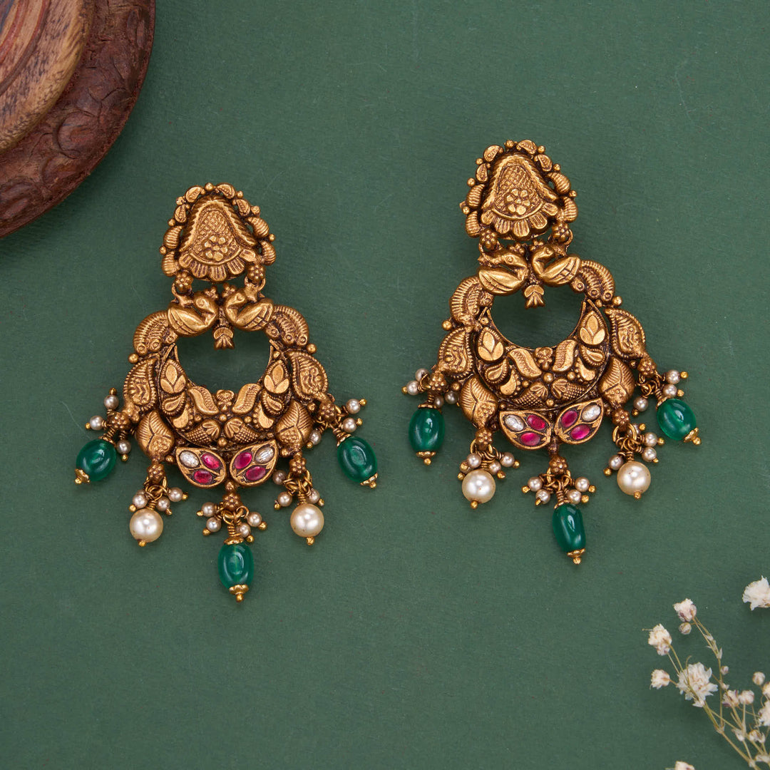 Pure 92.5 Silver, 24kt Gold Plated Dhashikha Chandhubaali Earrings | SHOBITAM
