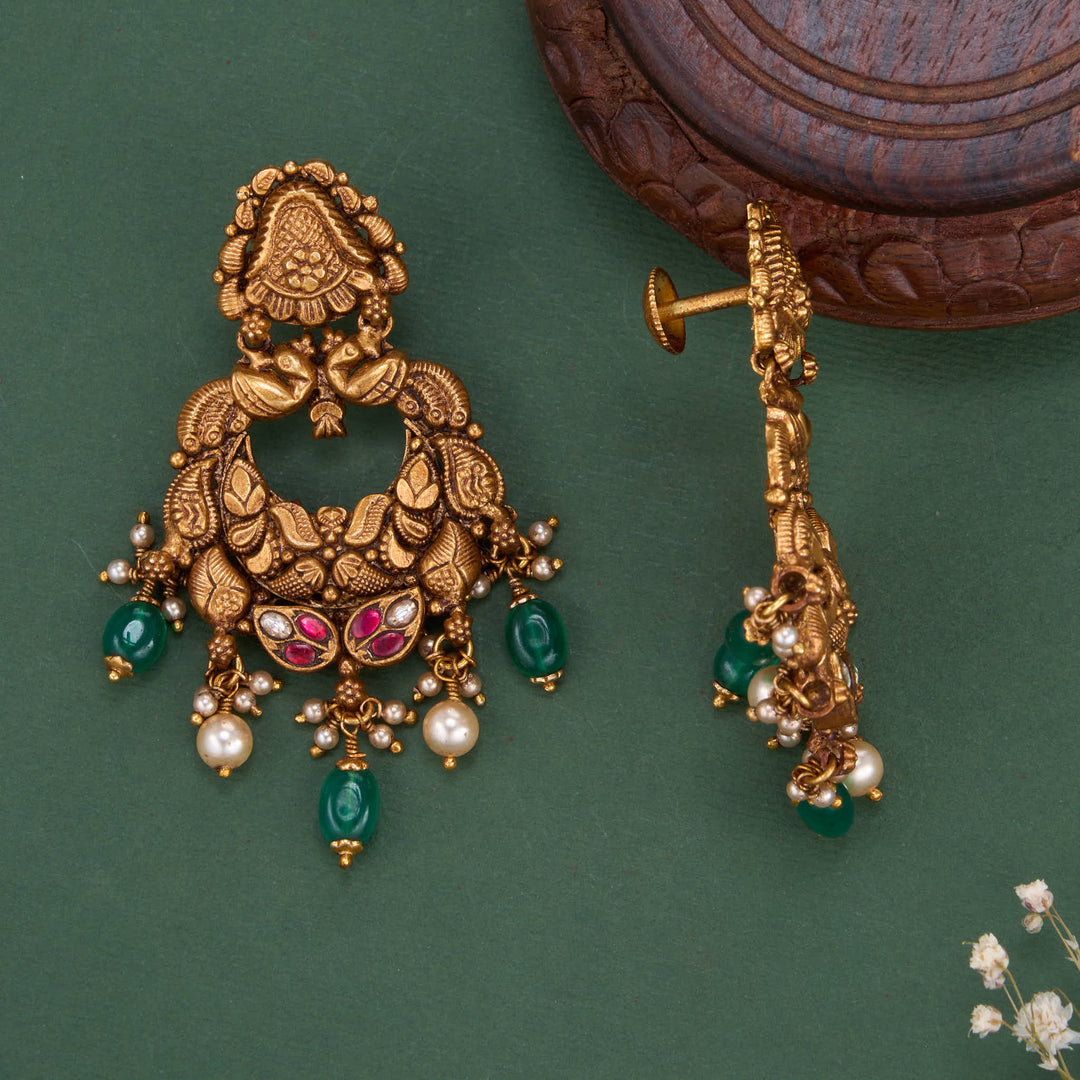 Pure 92.5 Silver, 24kt Gold Plated Dhashikha Chandhubaali Earrings | SHOBITAM