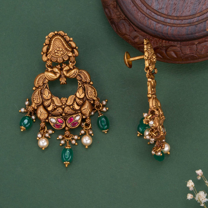 Pure 92.5 Silver, 24kt Gold Plated Dhashikha Chandhubaali Earrings | SHOBITAM