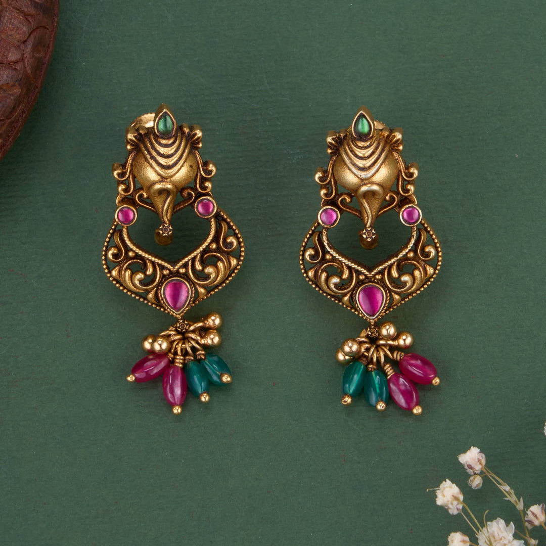 Pure 92.5 Silver, 24kt Gold Plated Elegant 3D Spl Earrings | SHOBITAM