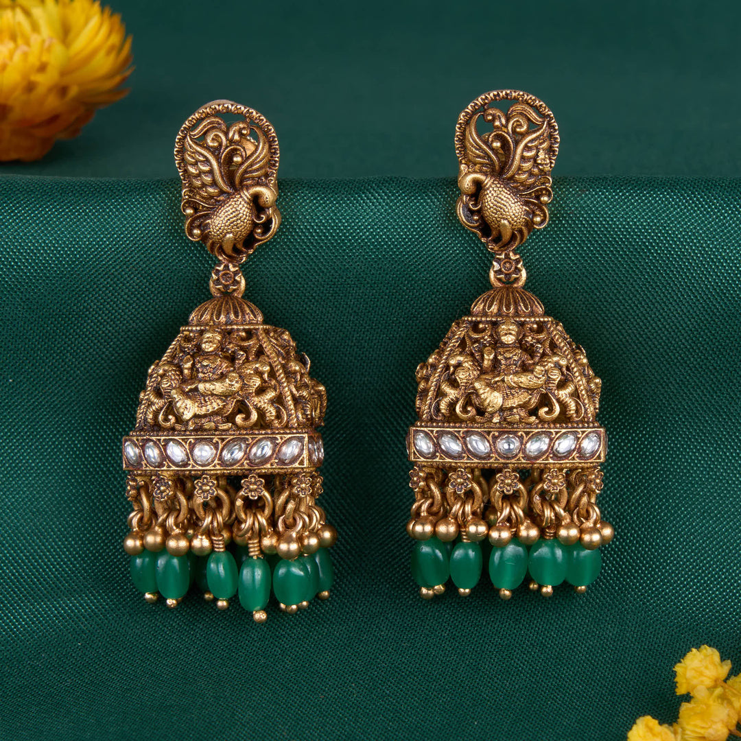 Pure 92.5 Silver, 24kt Gold Plated Grandeur 3D Spl Jhumkas | SHOBITAM
