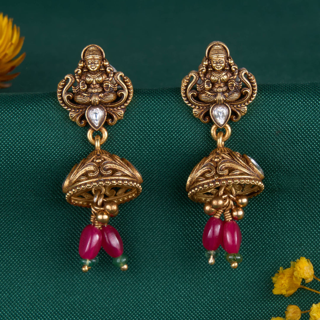 Pure 92.5 Silver, 24kt Gold Plated Heritage 3D Spl Jhumkas | SHOBITAM