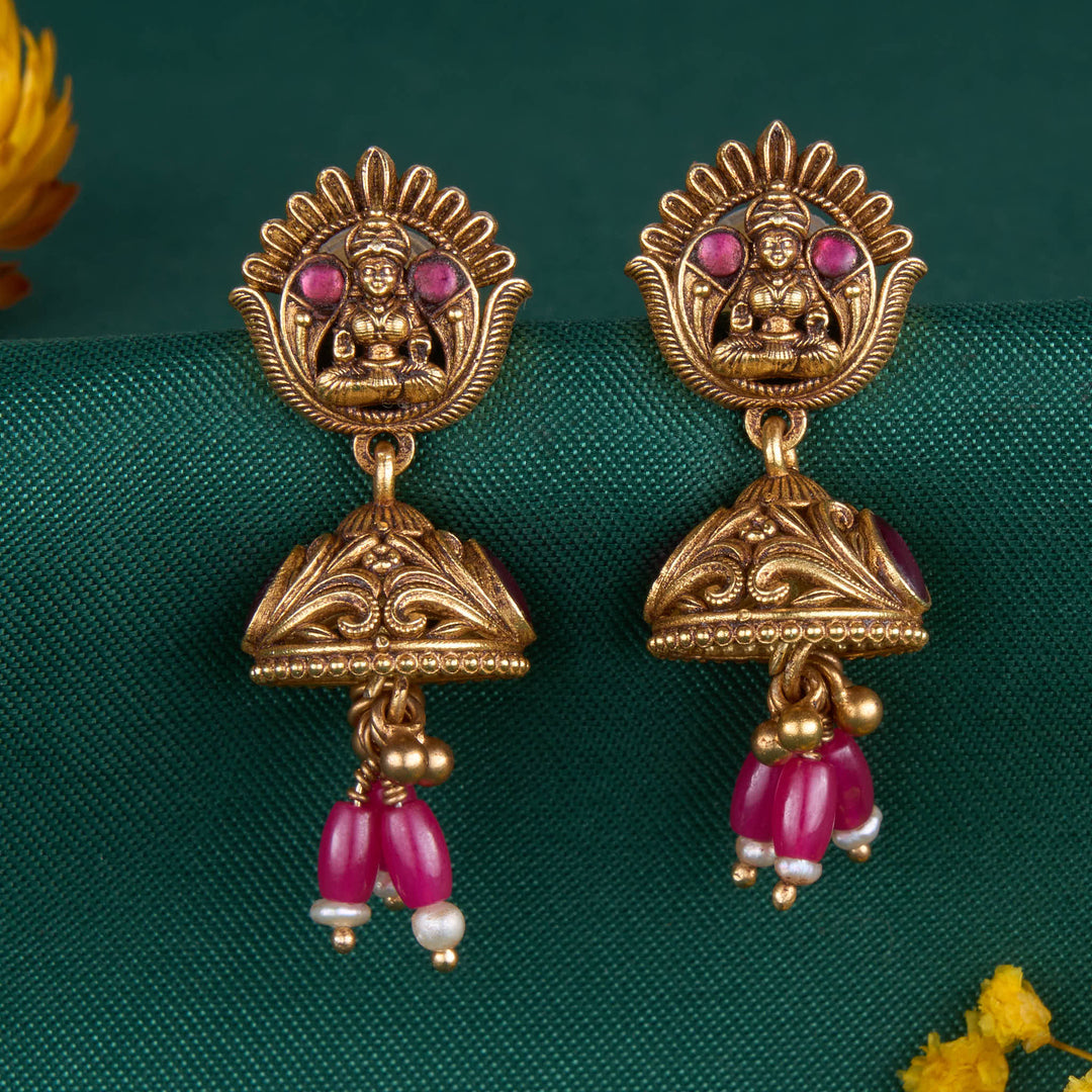 Pure 92.5 Silver, 24kt Gold Plated Traditional 3D Spl Jhumkas | SHOBITAM