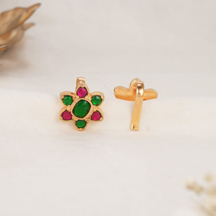 92.5 Silver Gold Plated Floral Bugadi Earrings | SHOBITAM