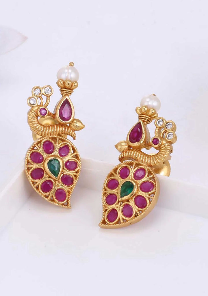 92.5 Silver 24 Kt Gold Plated Peacock Earrings
