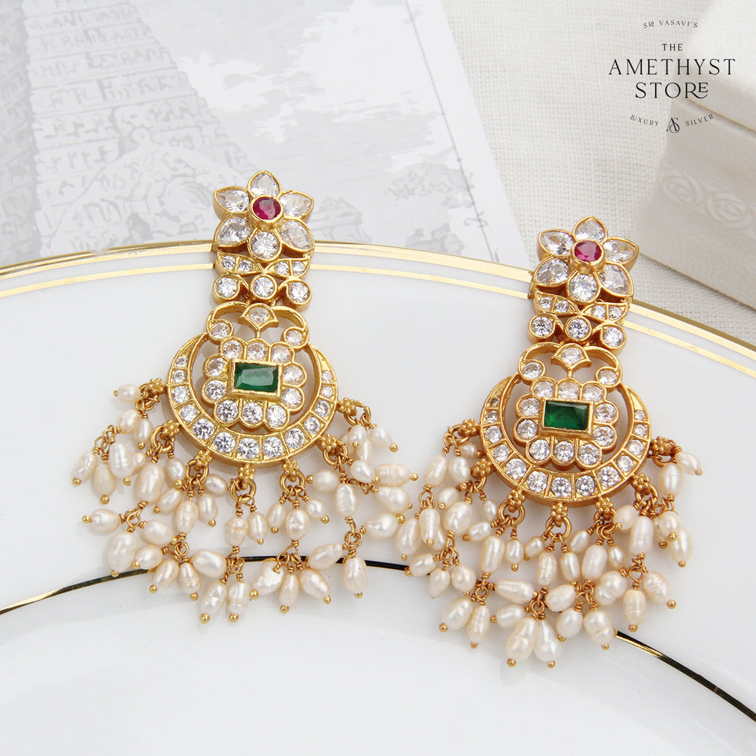 Pure 92.5 Silver Lavina Long Earrings | SHOBITAM