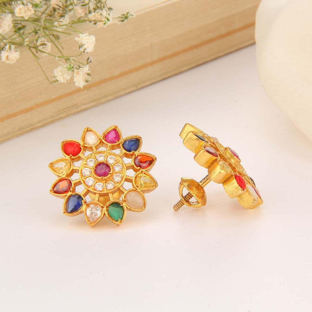 Pure 92.5 Silver Natchathra Navarathna Studs | SHOBITAM