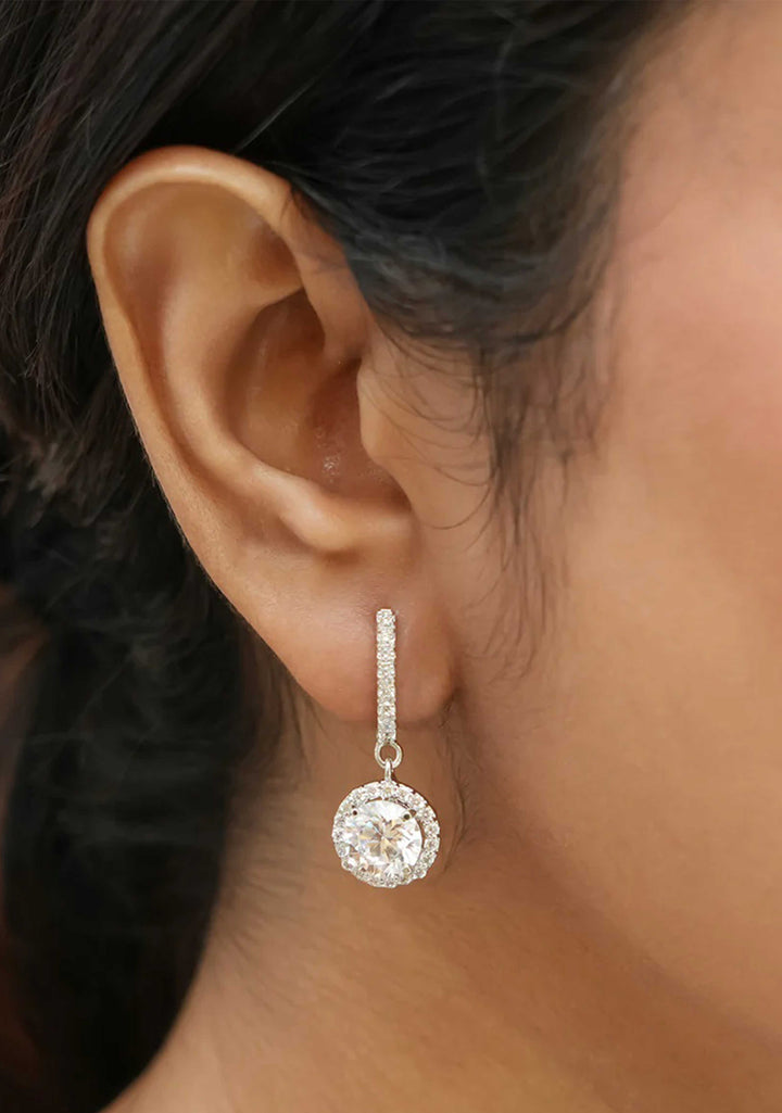 92.5 Silver Dangling Zirconia stone Earring