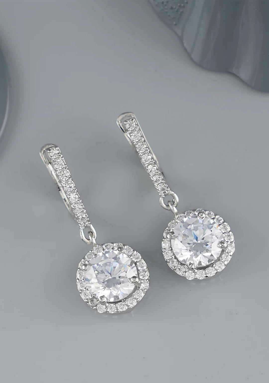 92.5 Silver Dangling Zirconia stone Earring