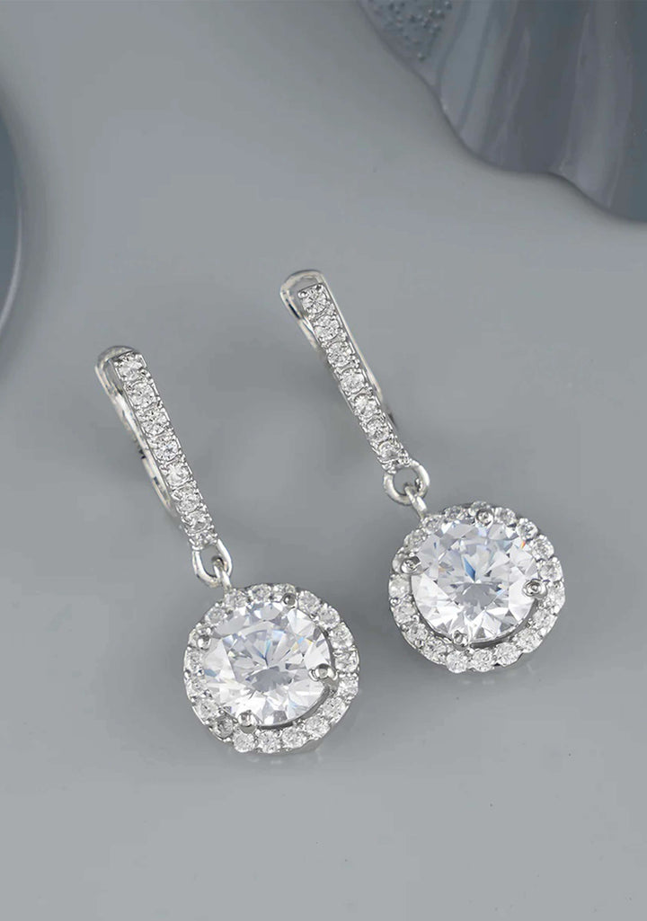 92.5 Silver Dangling Zirconia stone Earring