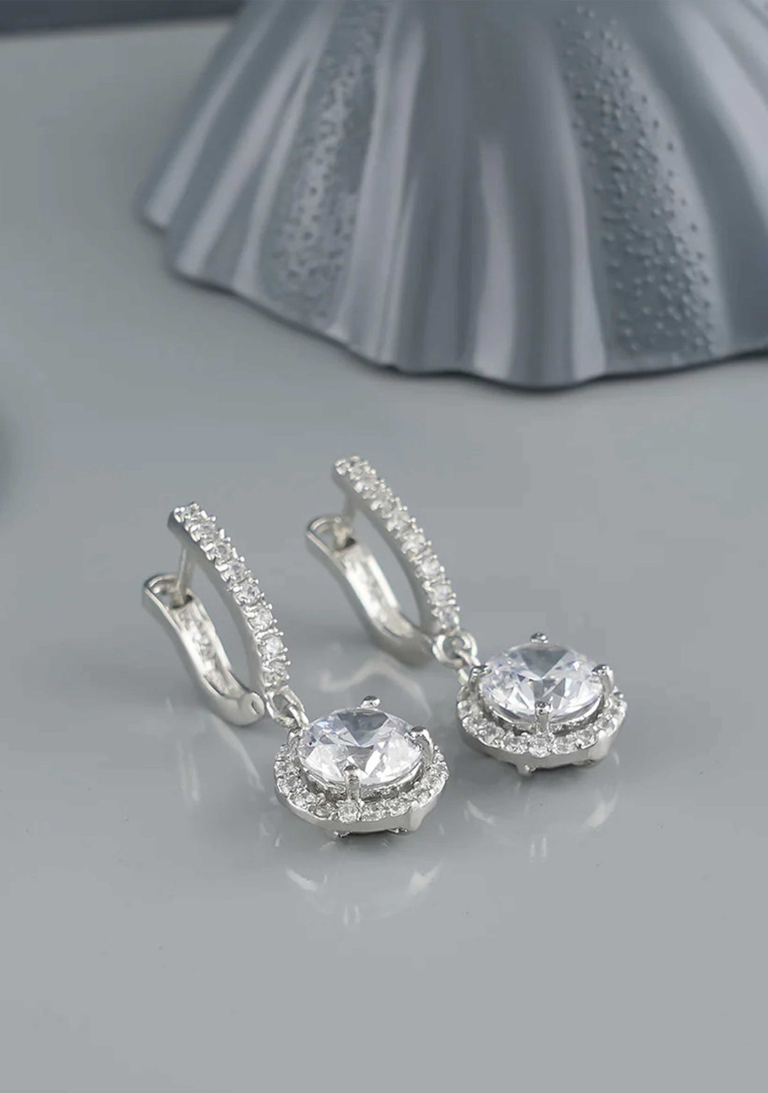 92.5 Silver Dangling Zirconia stone Earring