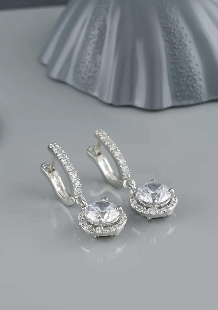 92.5 Silver Dangling Zirconia stone Earring