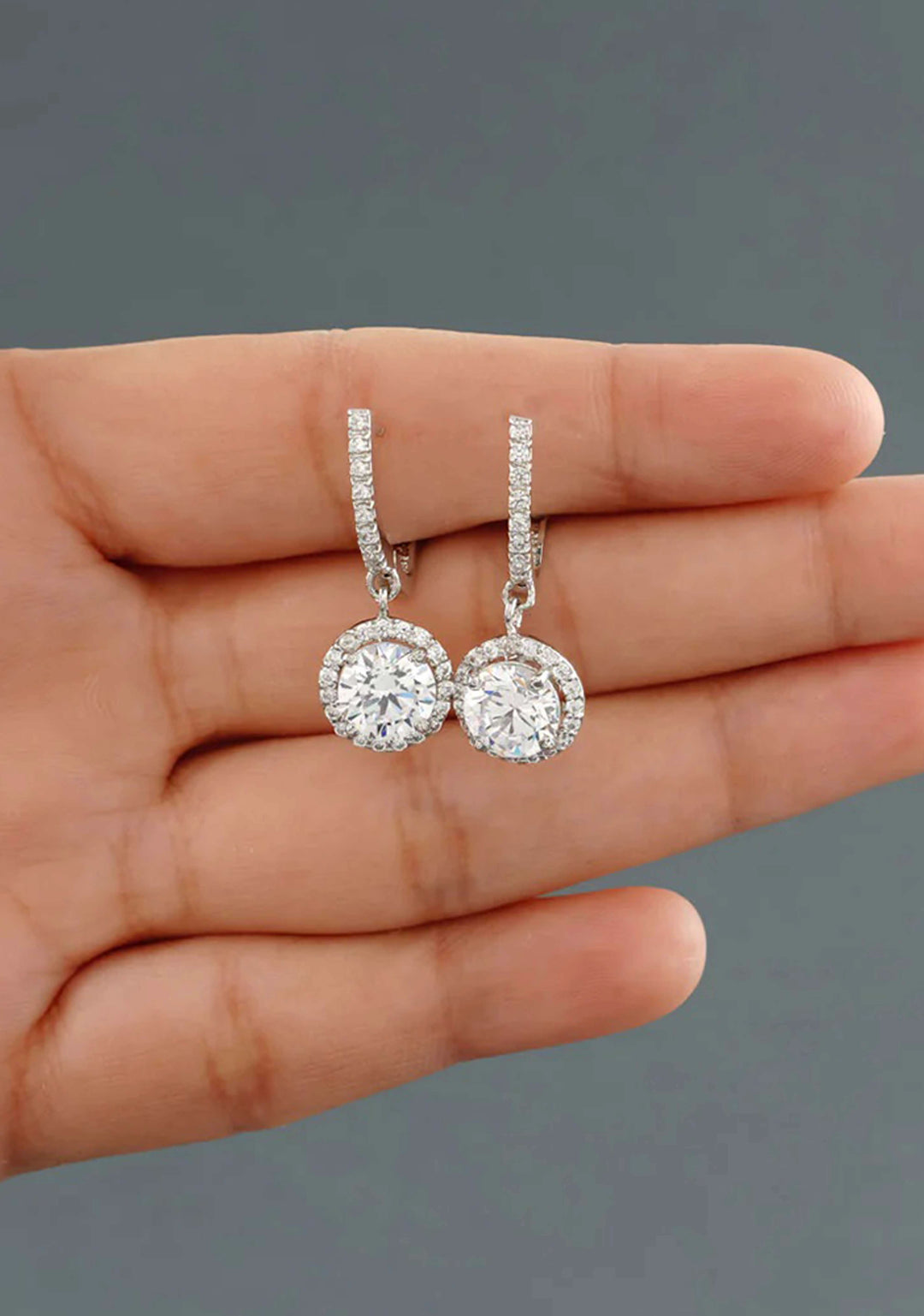 92.5 Silver Dangling Zirconia stone Earring