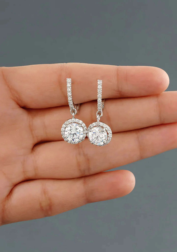 92.5 Silver Dangling Zirconia stone Earring