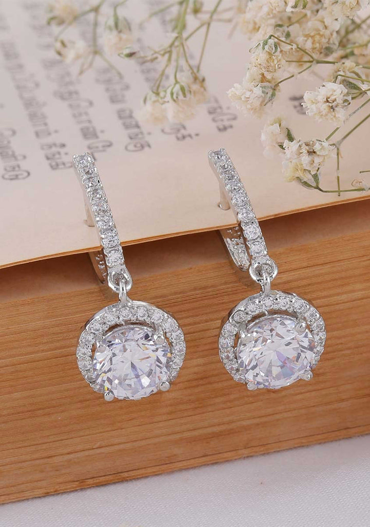 92.5 Silver Dangling Zirconia stone Earring