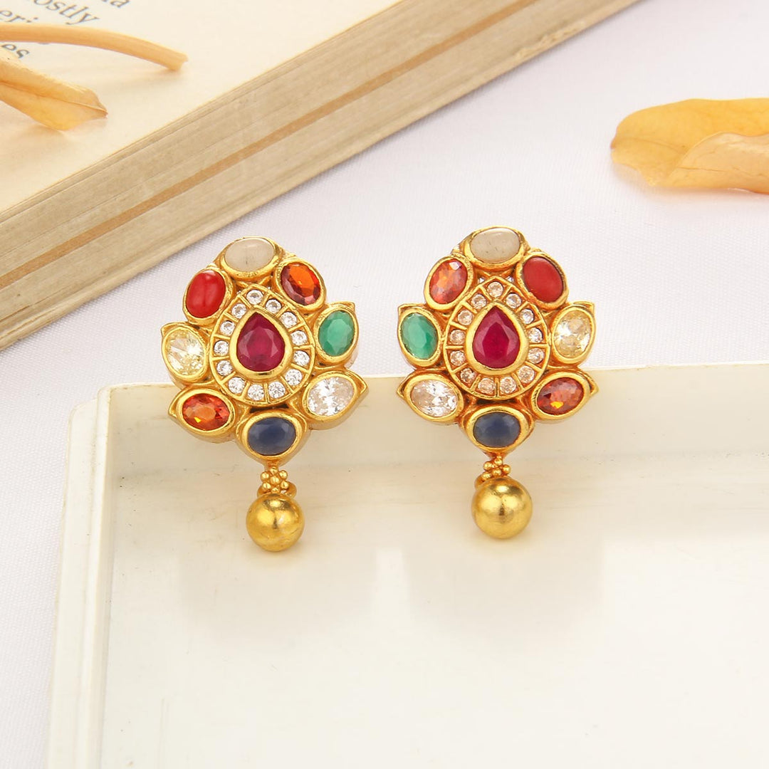 Pure 92.5 Silver Varuna Stone Drops | SHOBITAM