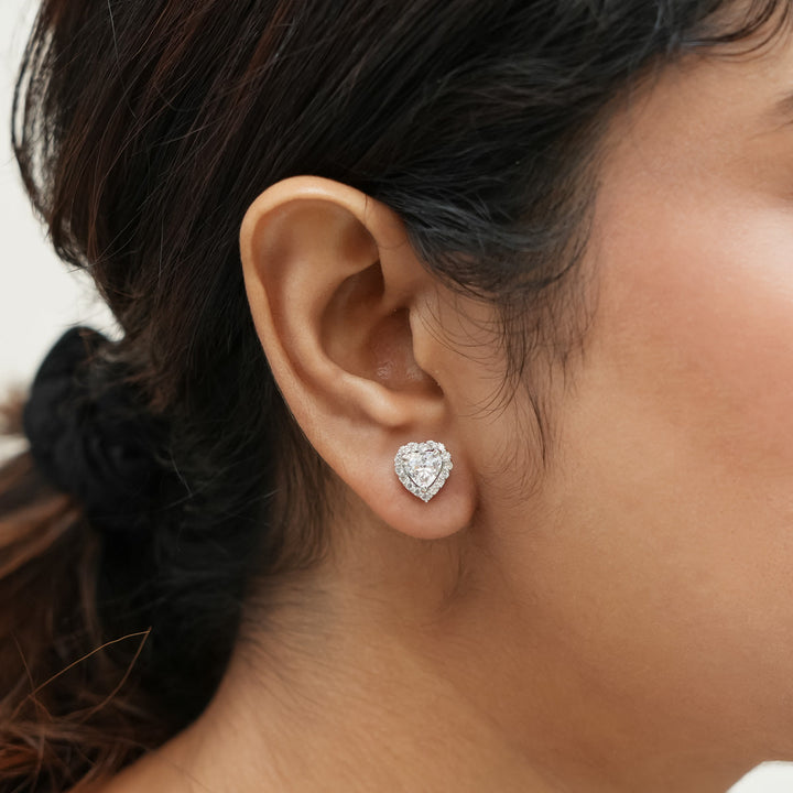92.5 Silver Little Heart Studs | SHOBITAM