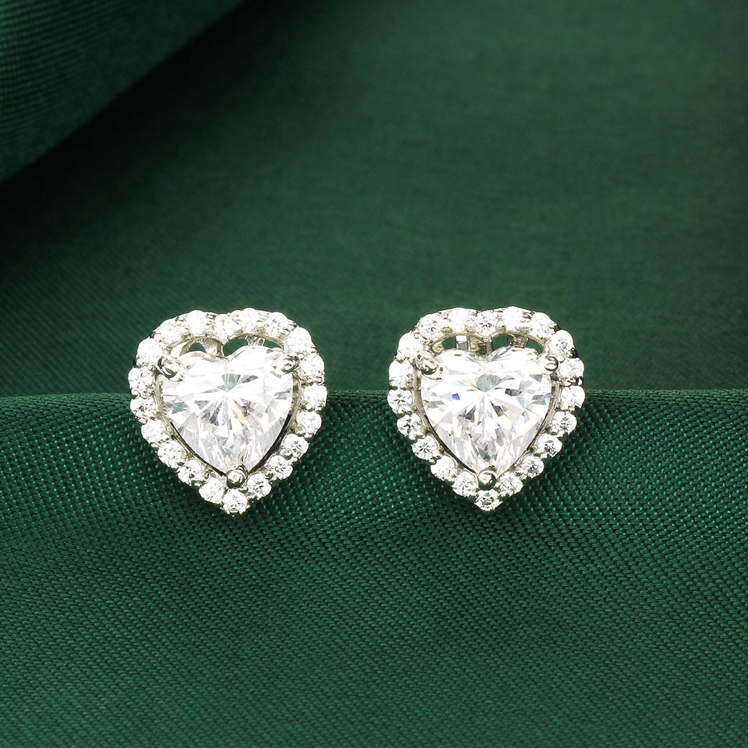 92.5 Silver Little Heart Studs | SHOBITAM