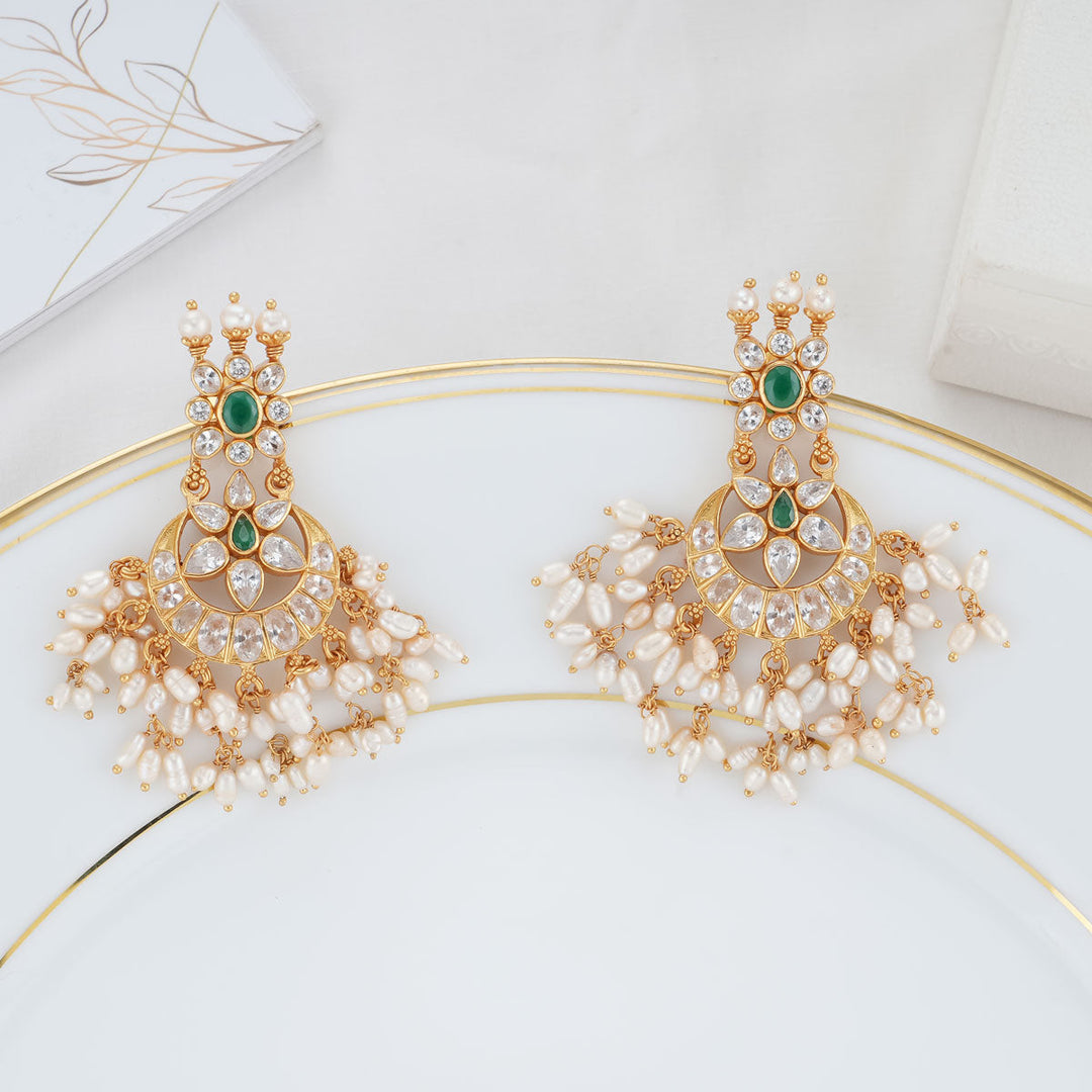Pure 92.5 Silver Shikha Stone Earrings | SHOBITAM