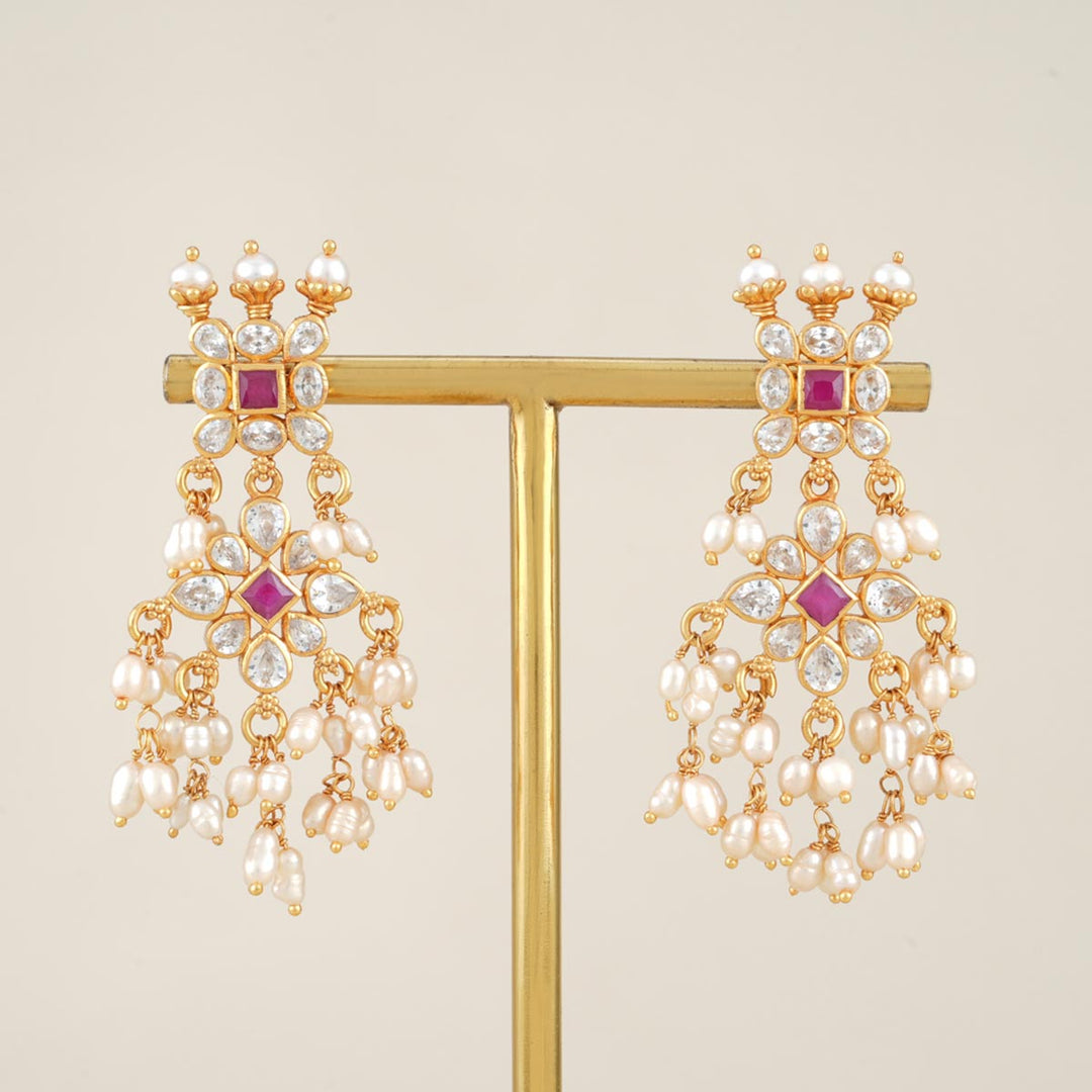 Pure 92.5 Silver Mowiin Stone Earrings | SHOBITAM