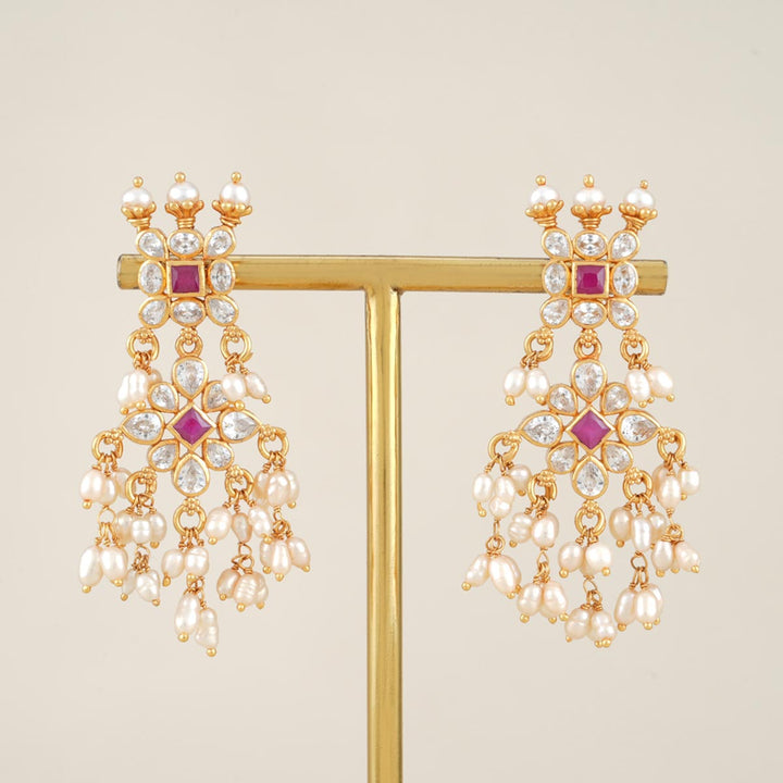 Pure 92.5 Silver Mowiin Stone Earrings | SHOBITAM