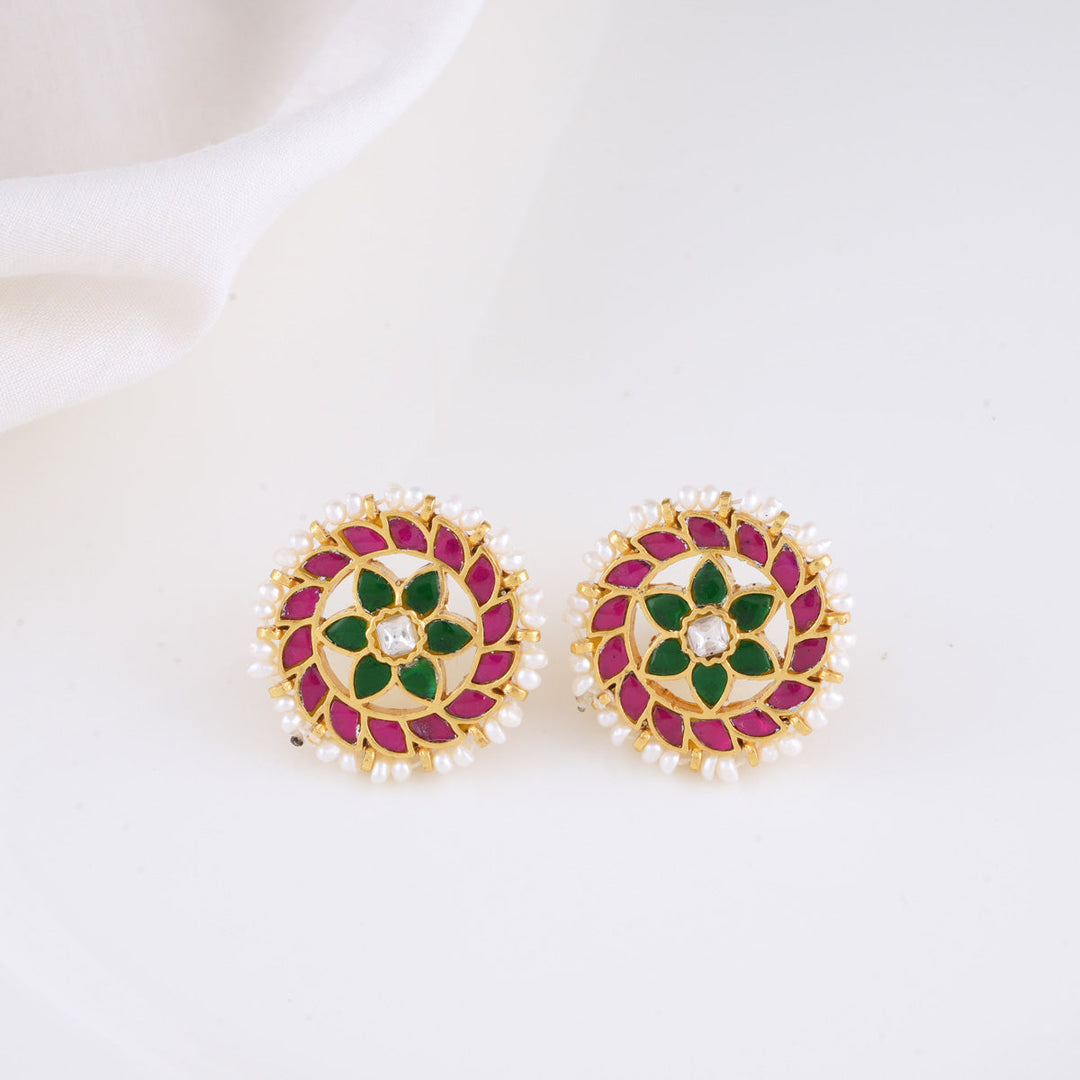 Pure 92.5 Silver Sana Kundan Studs | SHOBITAM