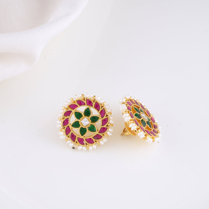 Pure 92.5 Silver Sana Kundan Studs | SHOBITAM