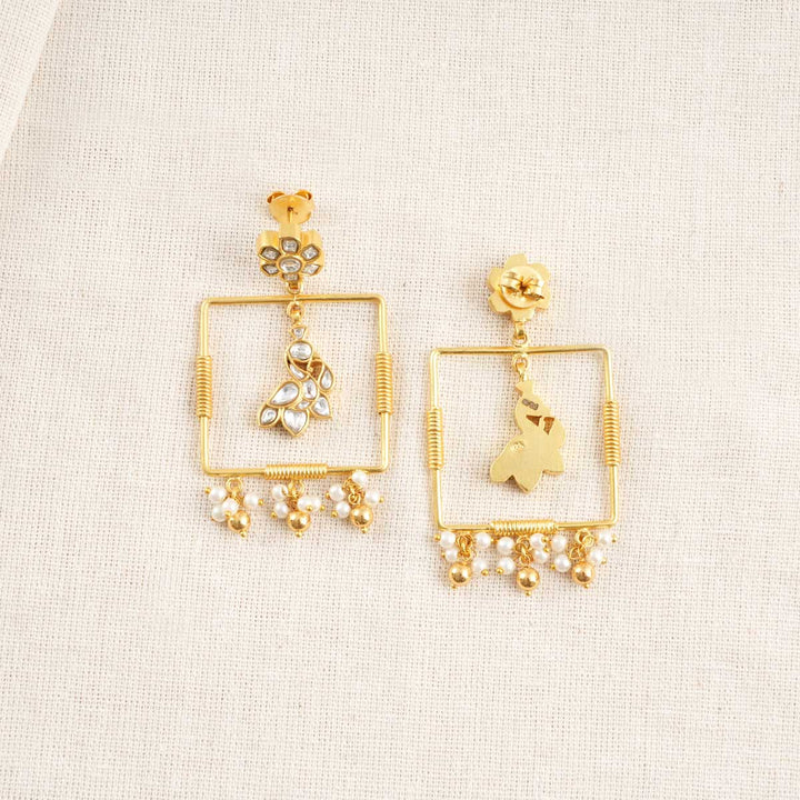 92.5 Silver Contemporary Kundan Long Earrings