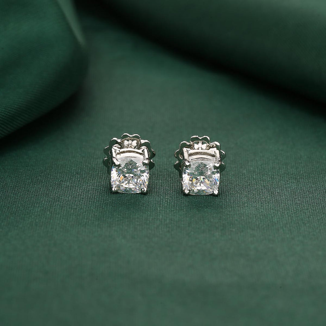 Pure 92.5 Silver Square Charming Studs | SHOBITAM