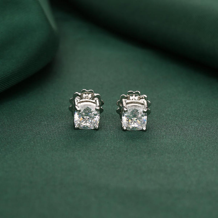 Pure 92.5 Silver Square Charming Studs | SHOBITAM