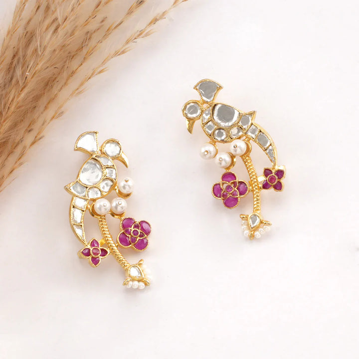 92.5 Pure Silver, Gold Plated Dual Shine Non Pierce Bugadi Earrings